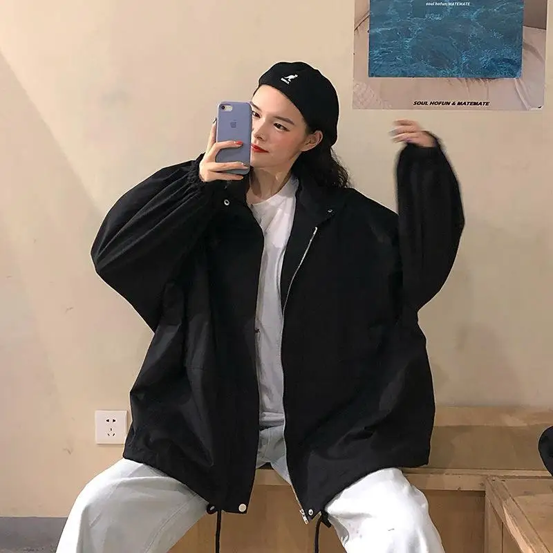 Женский Тренч, абрикосовый, свободный, 2XL, унисекс, BF, корейский стиль, Harajuku, Женское пальто, подходит ко всему, высокое качество, уличная одежда, хип-хоп, повседневная, для пары