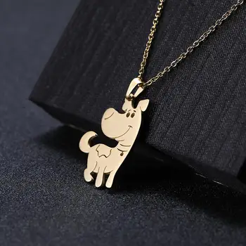 

Skyrim Cute Animal Loyal Dog Pendant Necklace Stainless Steel Golden Adjustable Choker Chain Necklaces Kids Jewelry for Women