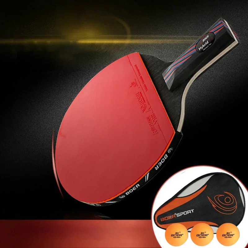 Professional Racket Blade Carbon Fiber Table Tennis Rubber With Double Face Pimples-in Ping Pong Rackets With Bag+3 Balls