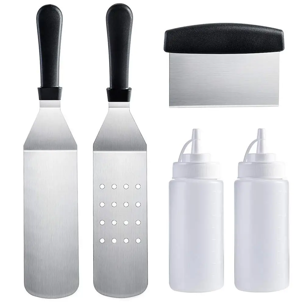  5 Pcs/set BBQ Grill Spatula Scraper Oil Bottle Set Kitchen Cooking Utensil Accessories Barbecue Gri