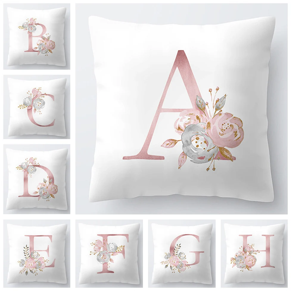 Explosion alphabet pillowcase 45x45cm room English flowers household items 1PC flower polyester | Дом и сад
