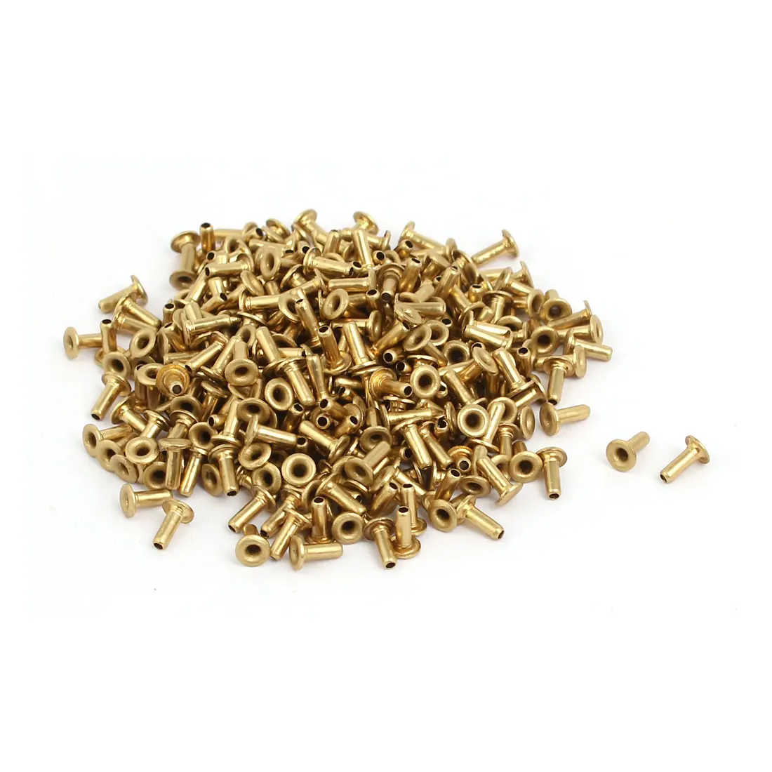 Uxcell 500pcs M1.5x4mm Brass Plated Metal Hollow Eyelets Rivets Gold