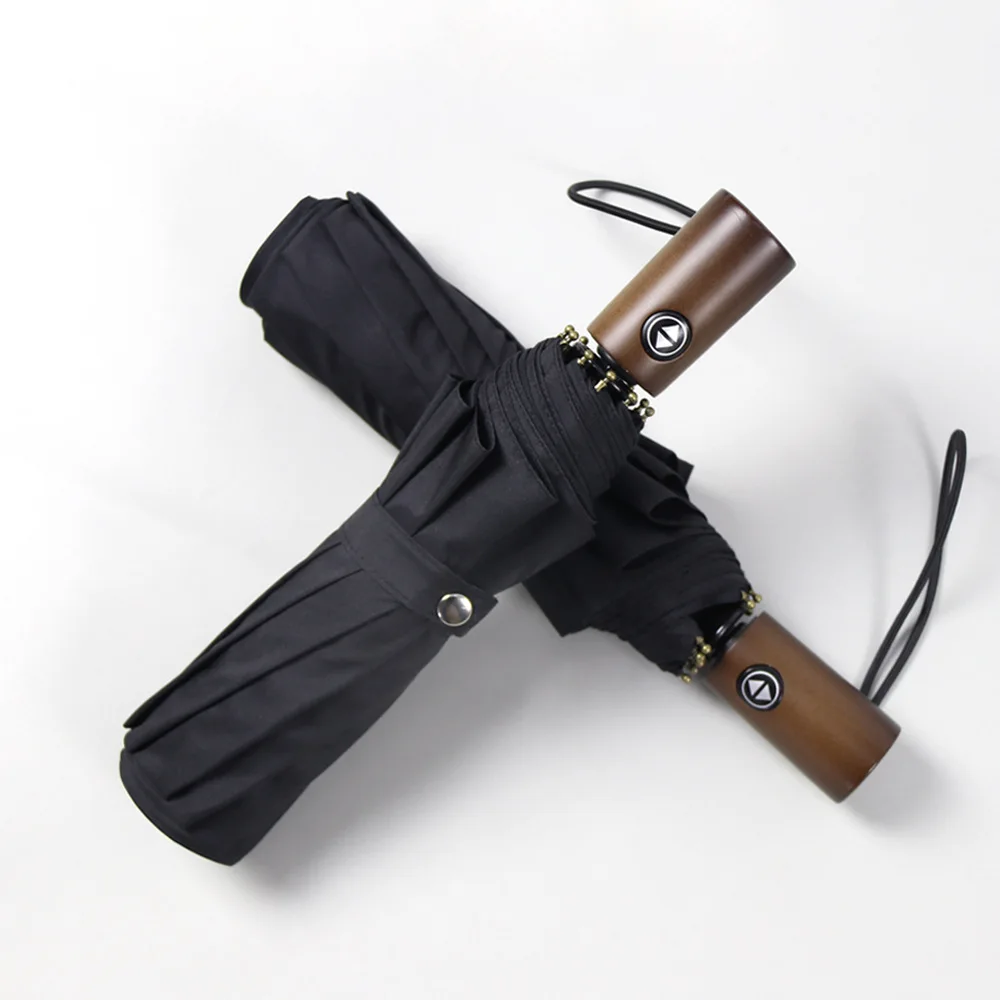 

Customizable Cool Logo Tri-fold Umbrella Fully Automatic Aluminum Bone Men shang wu san 10 Bone Large Size Rain Or Shine Adverti