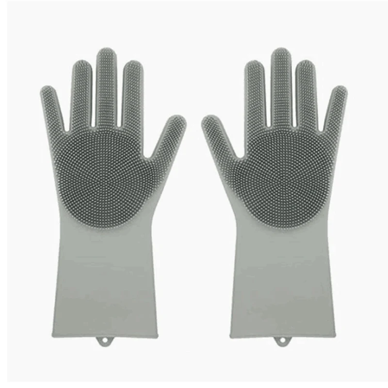 

Magic Silicone Dishwashing Scrubber 2 in 1 Reusable Rubber Gloves Heat Resistant Kitchen Tool for Household, Dish Wash