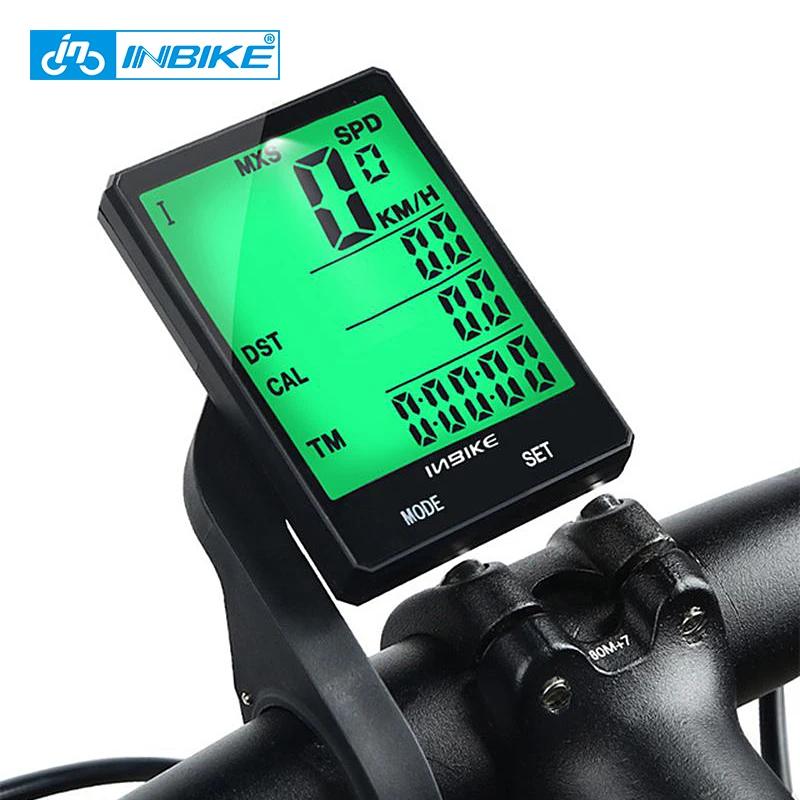 

INBIKE Rainproof Bike Bicycle Speedometer Computer Wireless Wired Cycling Odometer Large Screen LED Stopwatch With Mount Holder