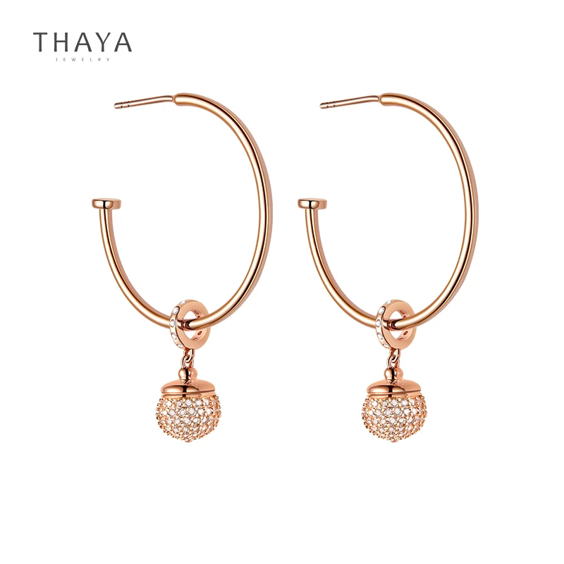

Thaya Original Design Silver Needles Acorn ear stud 14K Rose Gold Plated Earrings Zircon Charms For Women Girl Fine Jewelry Gift