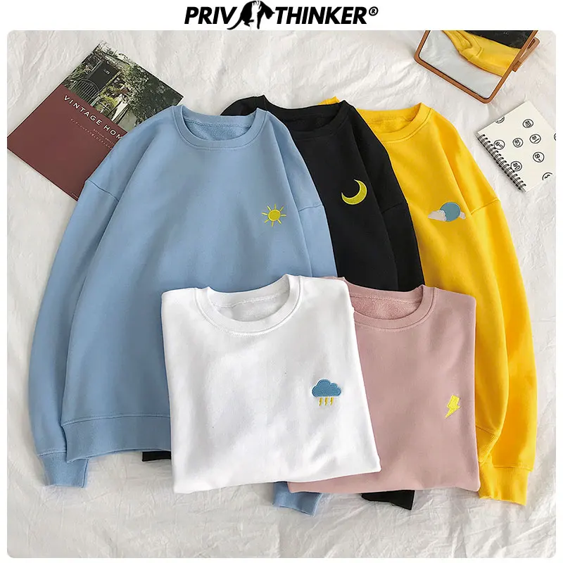 Ceny Privathinker 2019 para koreański luźne kolaż swetry bluzy kobiet jesień haftowane bluzy odzież damska 5XL