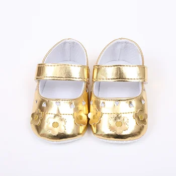 

2017 Spring Summer Newborn Baby Girls Shoes PU leather Buckle First Walkers Pink Gloden Silver
