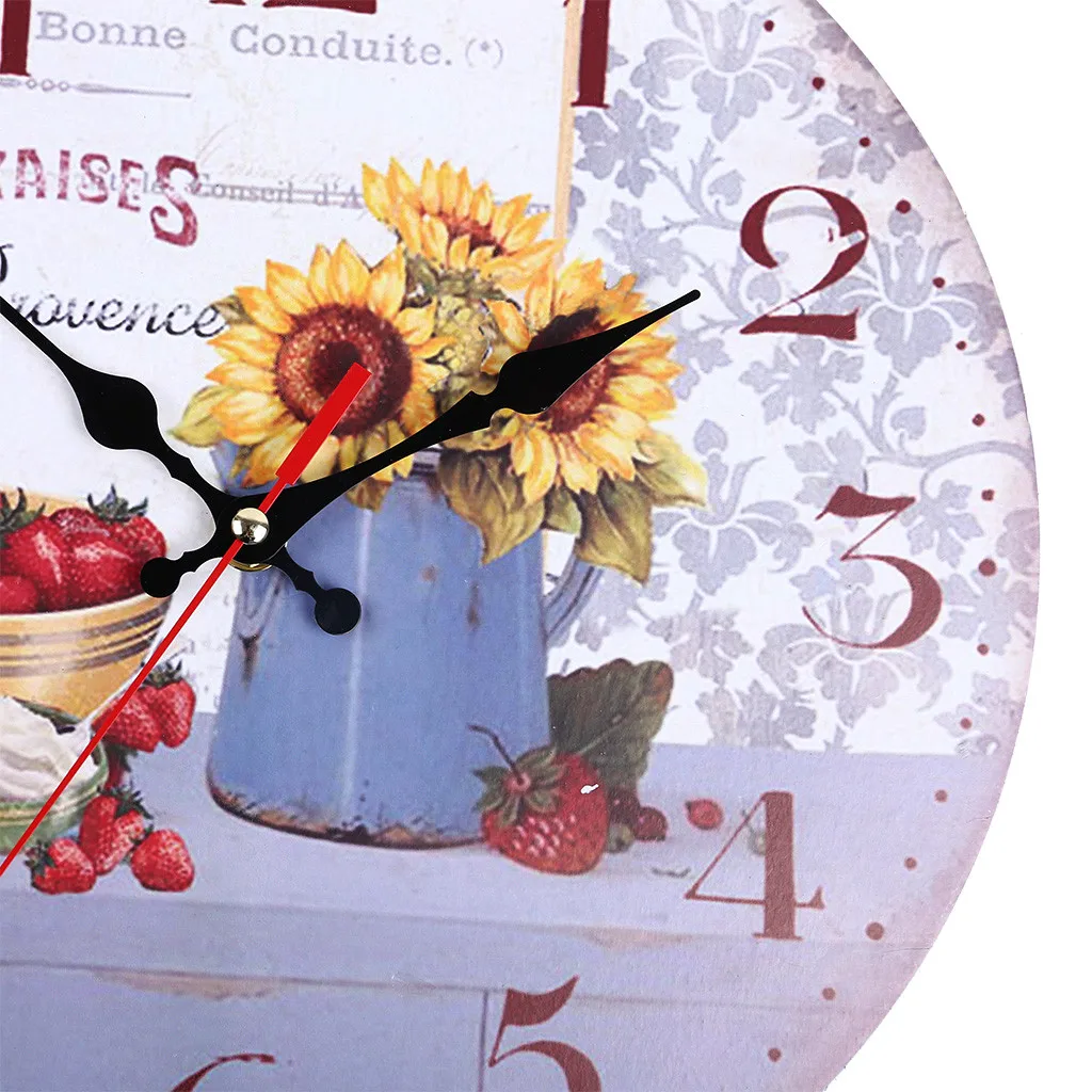 Kitchen Wall Clock Battery Operated Large Easy To Read Vintage Wooden Style For Home Decor Modern Minimalist Wall Clocks Simple