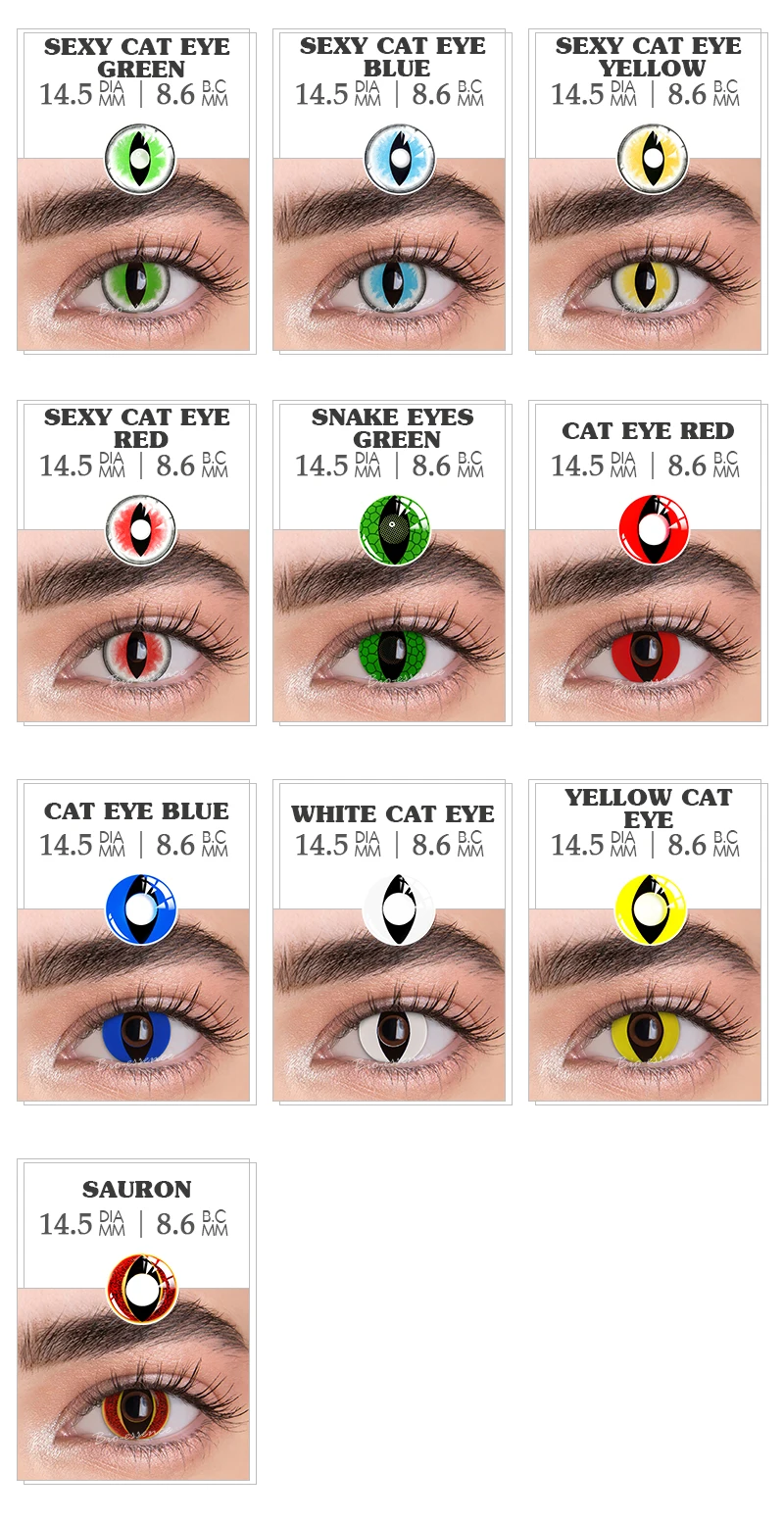 Yellow Cat's Eye 30 Day Colored Contact Lenses, Animal Snake Lens |  2pcs/pairs Cosplay Contact Lenses For Eyes Halloween Cat Eye Contacts With  Colored Party Cosmetic Rendering Anime Yellow Cat Eye |