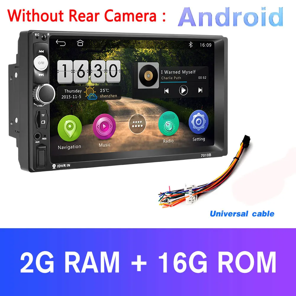 Новейший Podofo Android 8,1 2 Din Автомобильный Радио мультимедийный плеер 2GB+ rom 32GB 7''GPS карта без Dvd 2din Авторадио для Volkswagen - Цвет: 2G and 16G