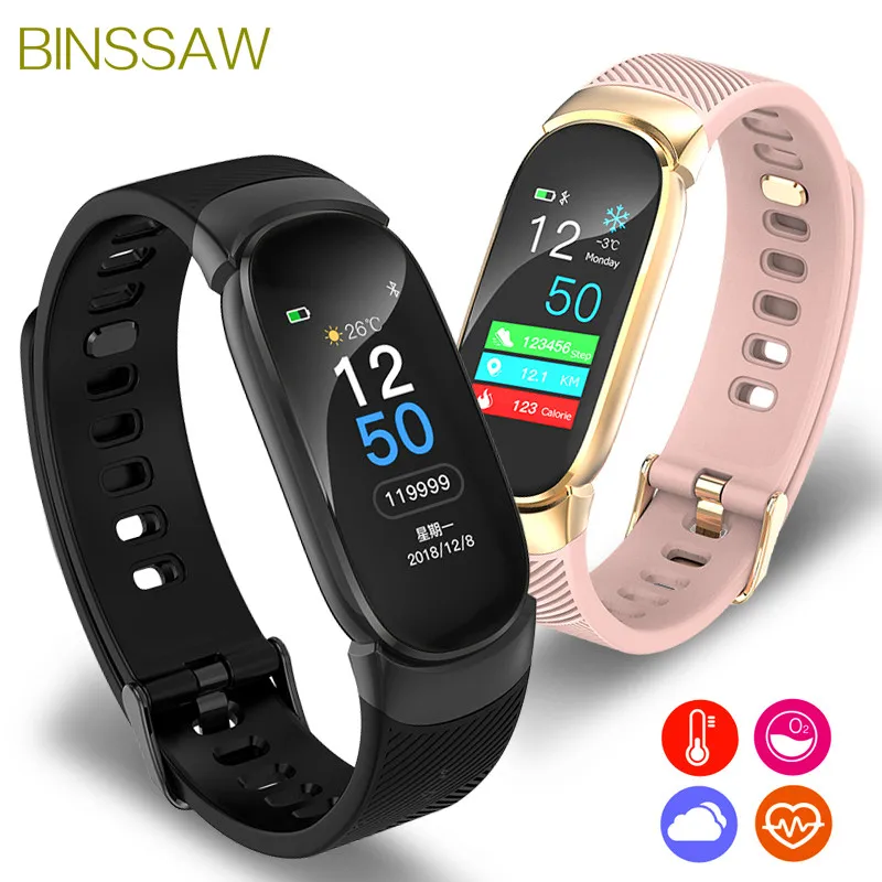 Smart BINSSAW Uhr Frauen IP67 Wasserdichte Uhr Herz Rate Schlaf Monitor Informationen Rufen Erinnerung Smart Sport Uhr