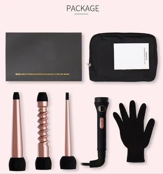 

Curling Iron Set 3 in 1 Hair Curling Wand Set Instant Heat Up Hair Curler Control and 3 Interchangeable Ceramic Barrels