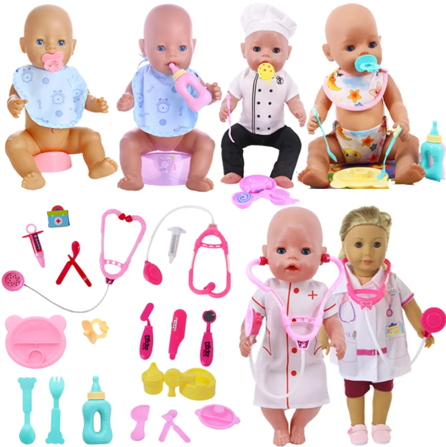 plush card holder id sleeves african sponge bus postcard visible clip girl nurse badge Doll Nurse Doctor Clothes Tableware Accessories Fit 18 Inch American&43Cm Baby New Born Zaps Doll Reborn Generation Girl`s Toy