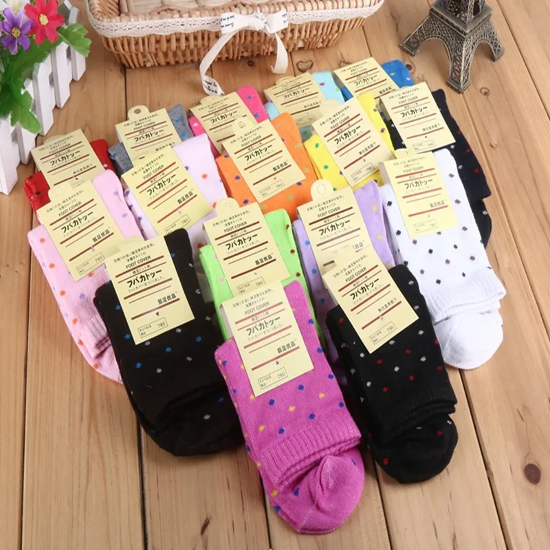 5 пар/лот, женские осенне-зимние модные хлопковые носки ярких цветов для женщин, милые однотонные короткие носки