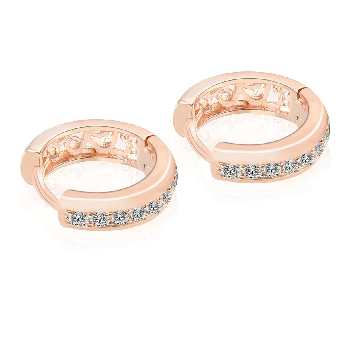 Trendy Rose Gold Color Circle Earrings Vintage Crystal Huggie Hoop Earring oorbellen  Women Jewelry boucle d'oreille Shellhard