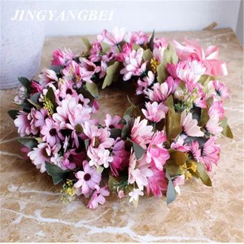 

Artificial Wreath Natural Rattan Ring Door Decoration Daisy Wreath Home Christmas Wedding Decoration