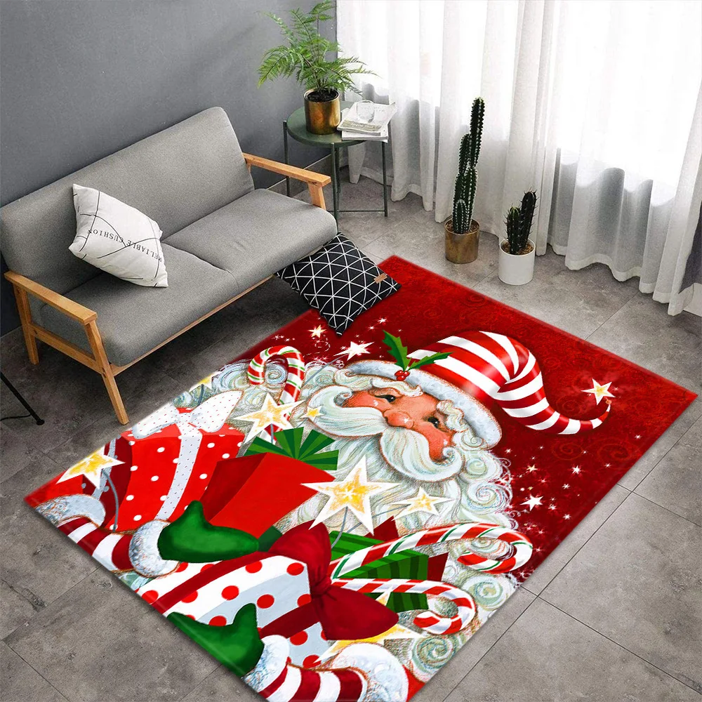 

Cartoon Santa Claus 3D printed Carpets For Living Room Bedroom Soft flannel Rugs Merry Christmas Kids Room play crawl Floor Mats