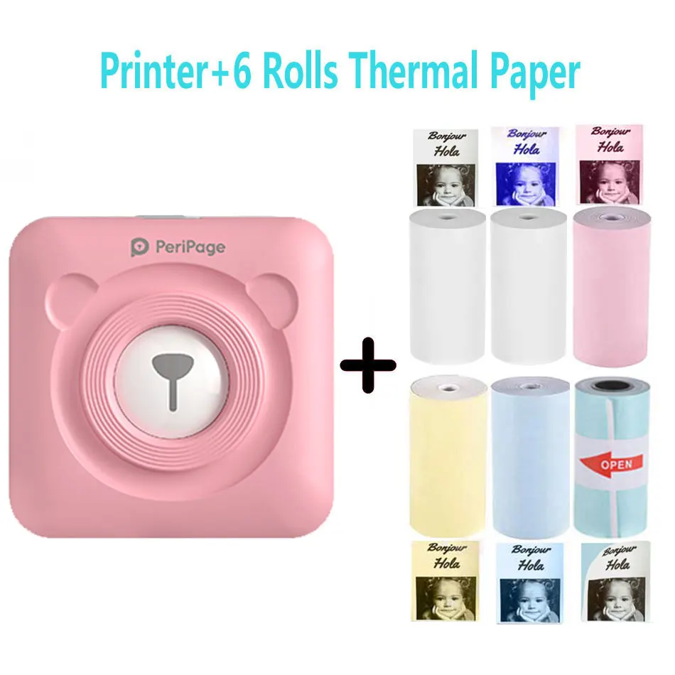 PeriPage Portable Thermal Bluetooth Printer Mini Photo Pictures Printer For Mobile Android IOS Phone 58mm Pocket Machine 