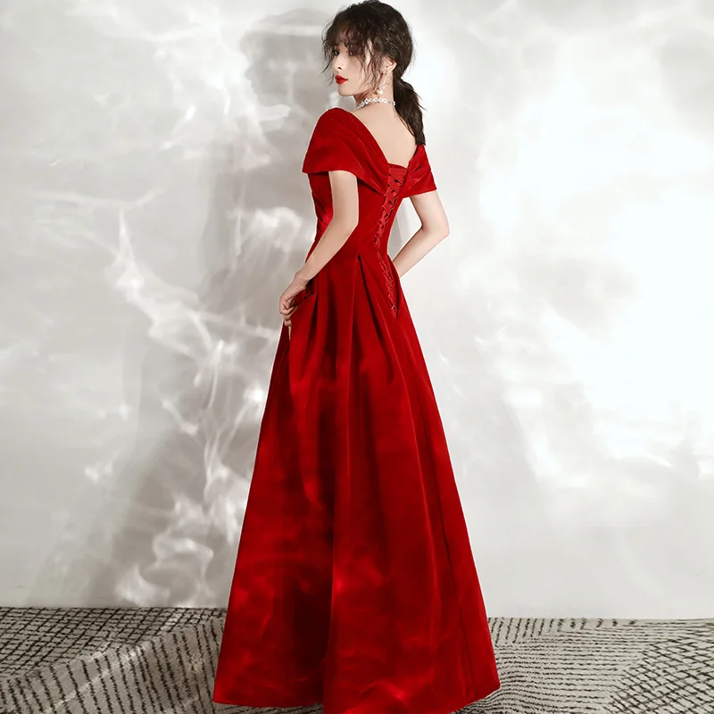 2020 Female Elegant Sexy V-Neck Floor Length Long Cheongsam Formal Toast Clothing Dress Vestidos Qipao XS-XXL