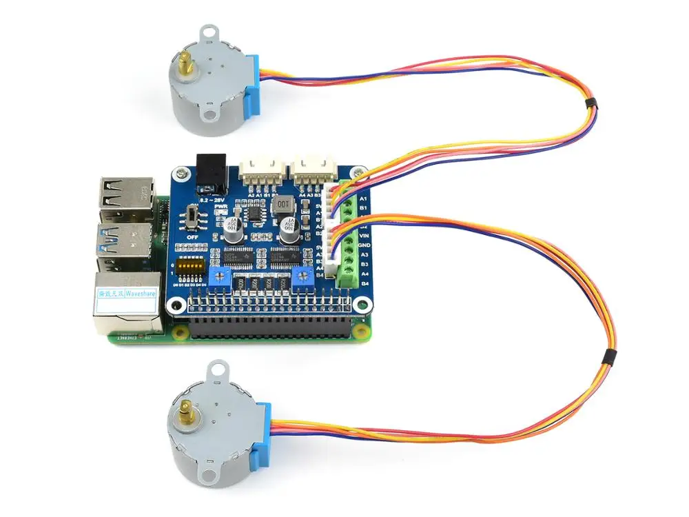 Шаговая головка Waveshare для Raspberry Pi Zero/Zero W/Zero WH/2B/3B/3B + привод два шаговых двигателя до