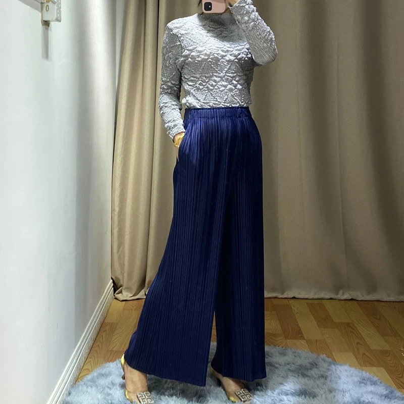 Miyake плиссированные Женские Штаны Весенняя Новинка Большие размеры свободные тонкие однотонные повседневные штаны Свободные Штаны