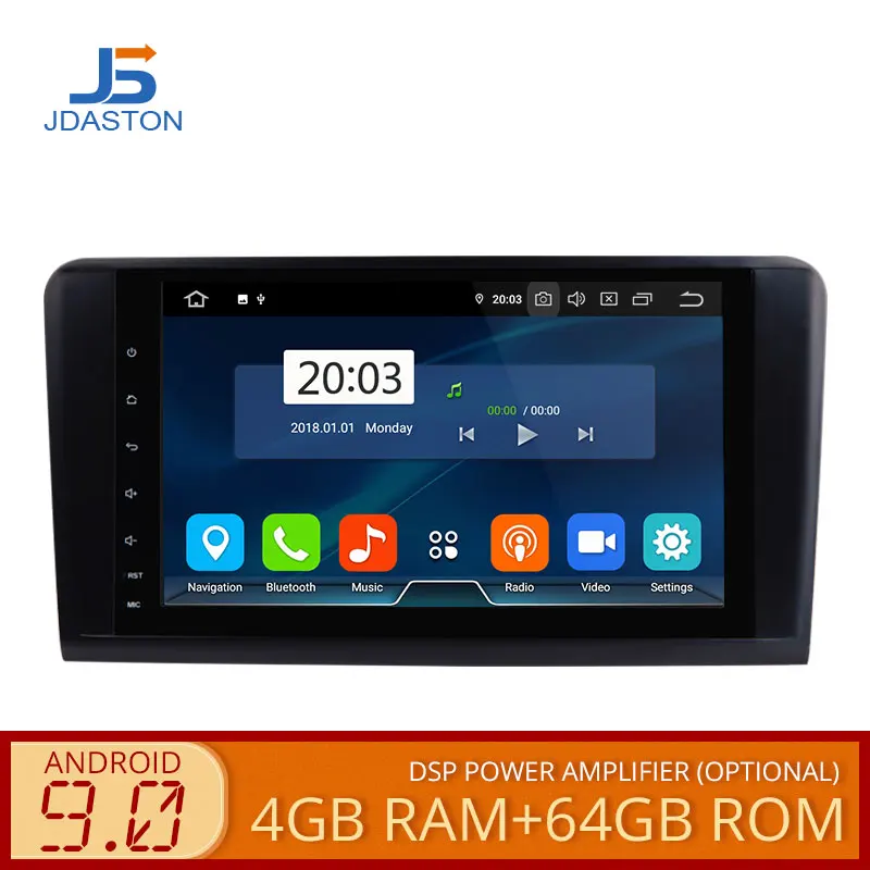 JDASTON 2 Din 9 дюймов Android 8,0 автомобильный мультимедийный плеер для Mercedes Benz класс GL ml W164 X164 ML350 ML450 WI-FI gps радио 4G + 32G
