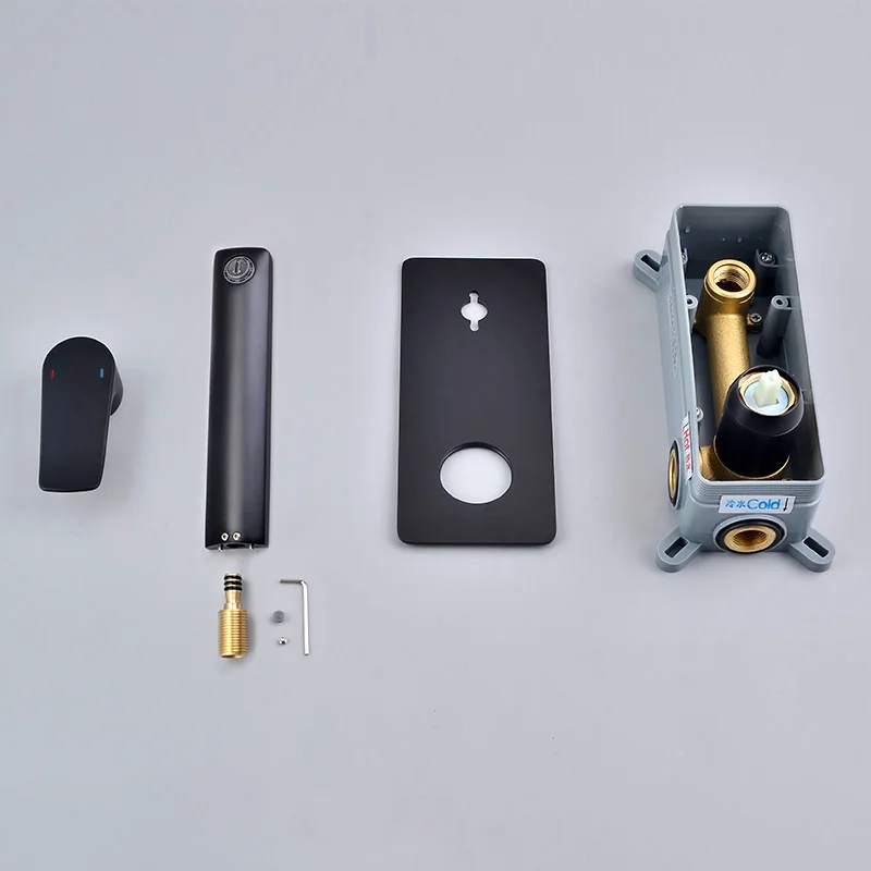 A Rounded handle Черный Скрытый кран для ванной комнаты, кран для горячей и холодной воды, настенный кран для раковины - Цвет: A Rounded handle