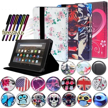 

Drop Resistance Leather Tablet Stand Folio Cover Case Suitable for Amazon Fire 7(5/7/9th) HD8(5/6/7/8th) Tablets Case+pen