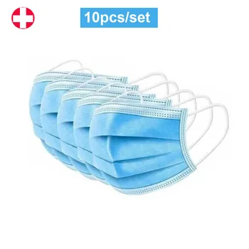 

10 Pieces / Set of Disposable Dust Masks Daily Protection Anti-fog Dust-proof Non-woven Fused Three-layer Masks