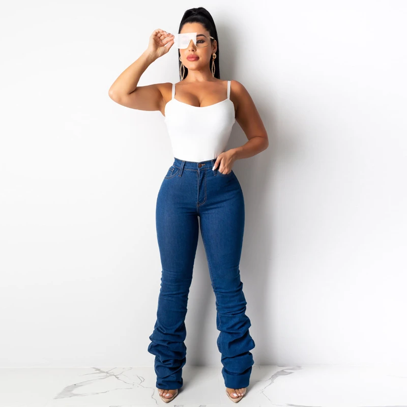 

Women's Vintage Jeans High Waist Denim Pants Button Blue Trousers 2019 Autumn Clothes For Female Fall Casual Pant Streetwear