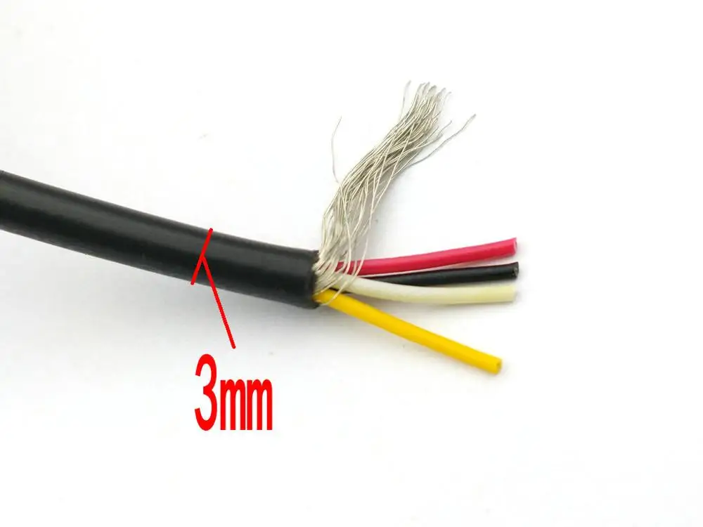 Черный кабель 28AWG 4 ядра экран ПВХ 300 в 80 градусов по Цельсию 10 м|cable 10m|cable 28awgcable shield |