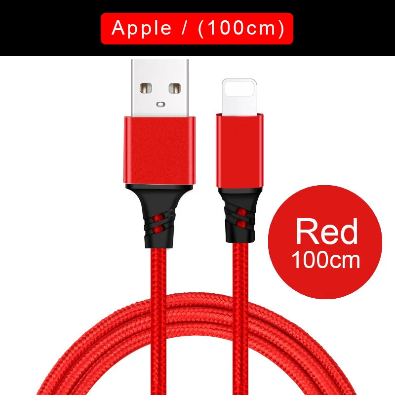 3 в 1 usbc Micro USB кабель для iPhone зарядное устройство 3A провод для быстрой зарядки для samsung Xiaomi type C мульти Android кабели для мобильных телефонов - Цвет: IOS 100cm Red
