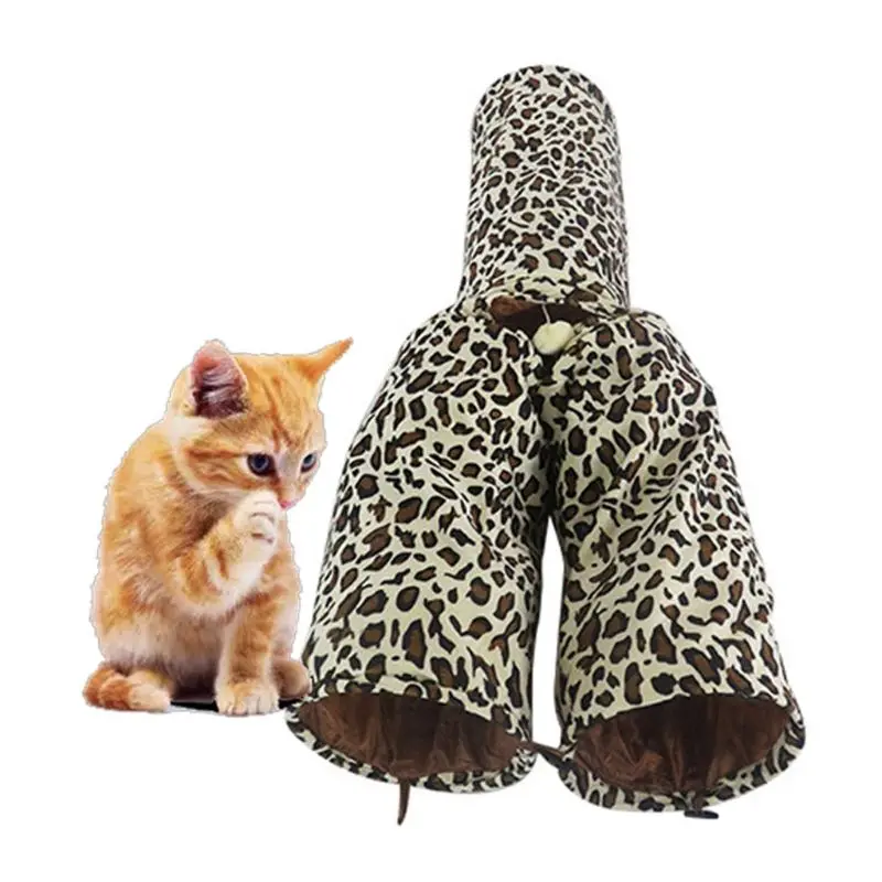 Leopard Crinkle тройник ролик Кот туннель Котенок Играть Игрушка Складная вентиляция