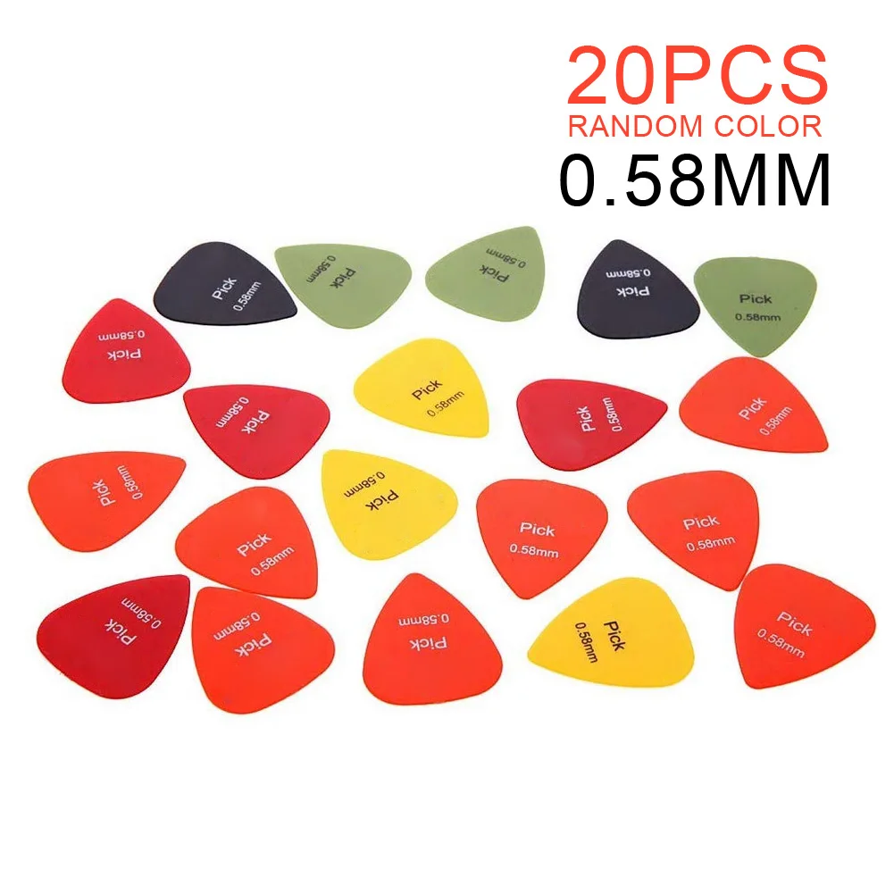 20pcs 0.58mm 0.98mm 1.5mm Smooth ABS Guitar Picks Plectrum Durable Guitar Picks for Guitar Bass Ukelele Players