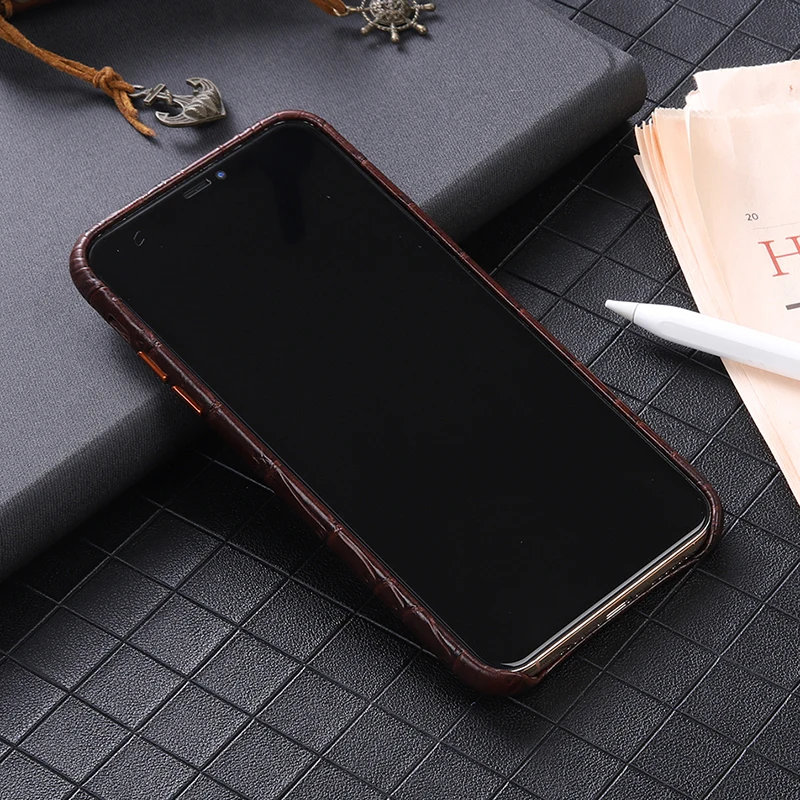 Чехол для iPhone 11 Pro Max из натуральной кожи с натуральным лицевым покрытием из натуральной воловьей кожи полуночно-зеленого цвета для iPhone11 из крокодиловой кожи