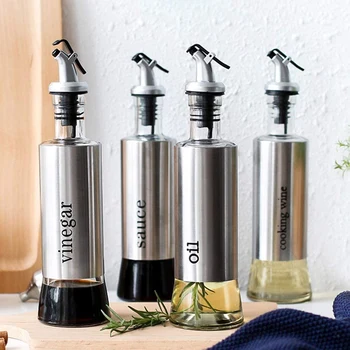 

4 Pcs Olive Oil Bottle,Vinegar and Sauce Dispenser,300 Ml Olive Oil Dispenser with Drip Free Nozzle and Funnel