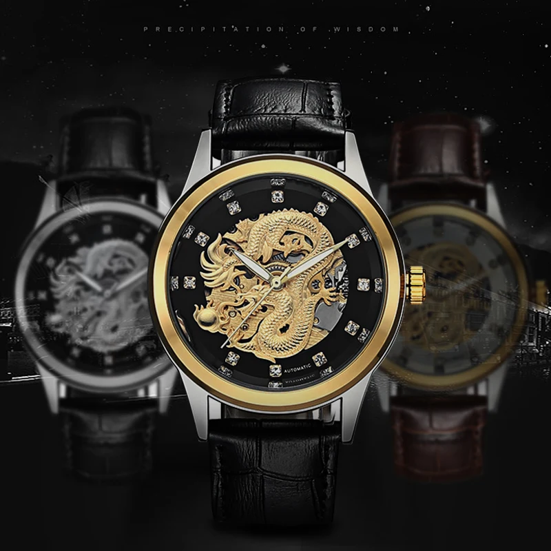 

Automatic mechanical dragon watch men watches fashion top brand luxury skeleton business watch relogios reloj relogio parnis