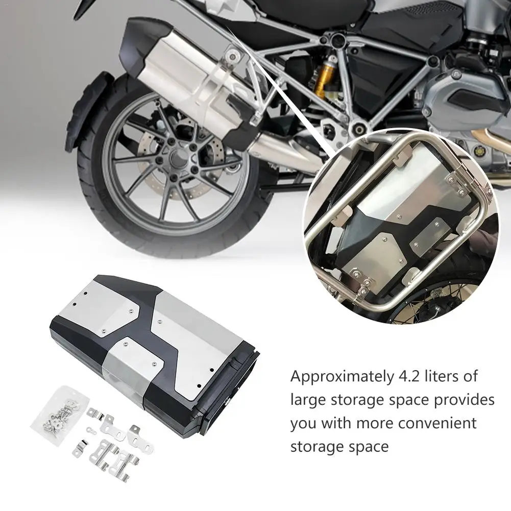 

Motorcycle Toolbox Left Side Bracket Aluminum Case for R1250GS R1200GS LC&Adventure 2002 2008 2018 Stainless 4.2L Tool Box
