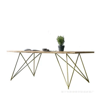 

Nordic Wood Table Coffee Table Simple Home Table Modern Wrought Iron Lounge Bar Table