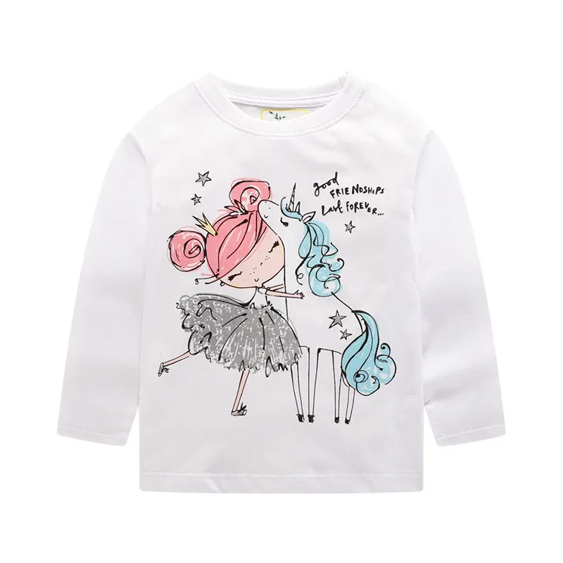 

Jumping meters New Girls Cotton Tees Tops Unicorns Printed Long Sleeve T shirts Children Animals Clothing Autumn Spring T shirts