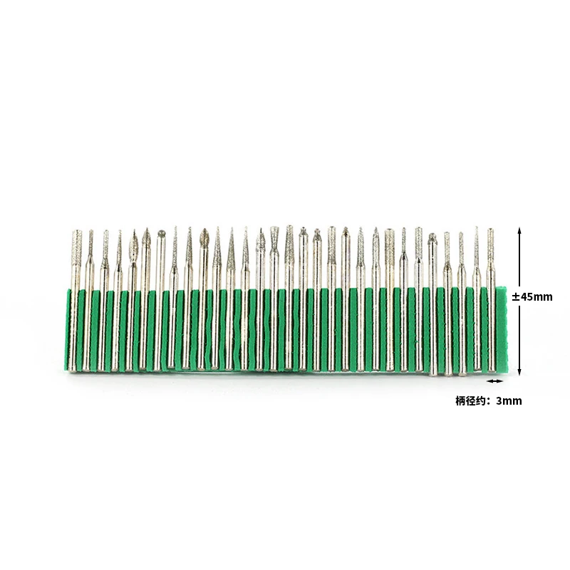 XCAN 돌 유리 조각용 생크 다이아몬드 버, 연마 연삭 조각 로터리 도구 비트, 로터리 파일 버, 3.0mm, 30 개