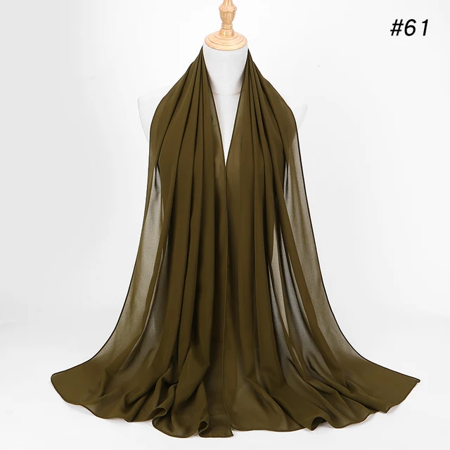 women plain bubble chiffon scarf hijab wrap printe solid color shawls headband women hijabs scarves/scarf 60 colors COLOR 61