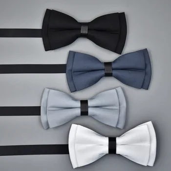 

Bow Tie High-quality Men's Unisex Suit Shirt Business Banquet Daily Accessories Solid Color Bow Double Cotton Bowtie Gifts 2019