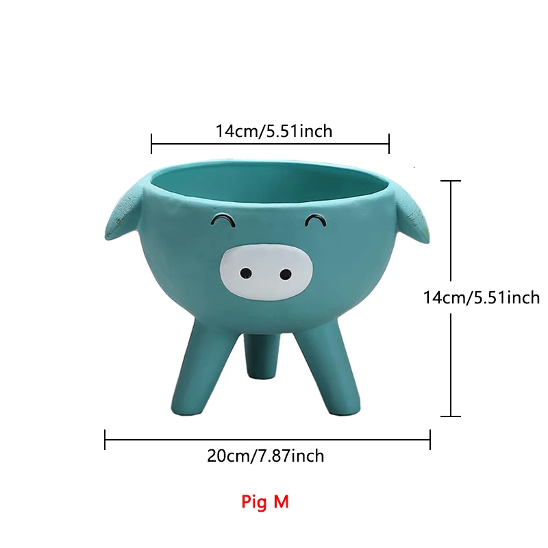 Керамический цветочный горшок с мультяшным животным, сова, кролик, кошка, свинья, керамический горшок для суккулентов, ваза, скульптура животного, украшение для дома и сада - Цвет: Pig M
