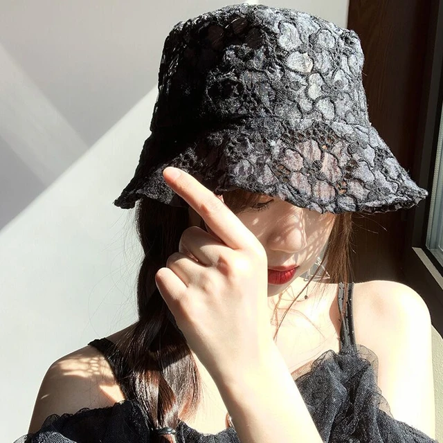 New Fashion Women Lace fascinator Hat Packable Summer Hat Wide Brim Sun Hat White Black Lace Dress Church Party Wedding Hat 1