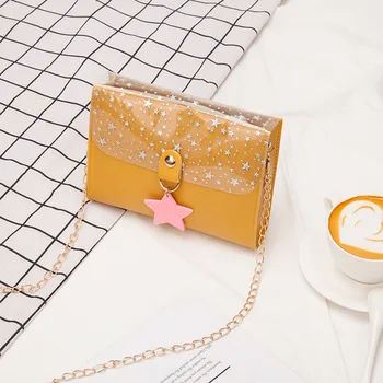 

Korean version of the ladies star ornament chain small square bag 2020 summer new sequins mobile coin purse