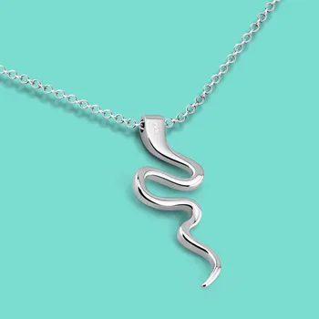 

Minimalist women's original silver necklace 925 sterling silver snak necklace solid silver clavicle chain 41-46CM charm jewelry