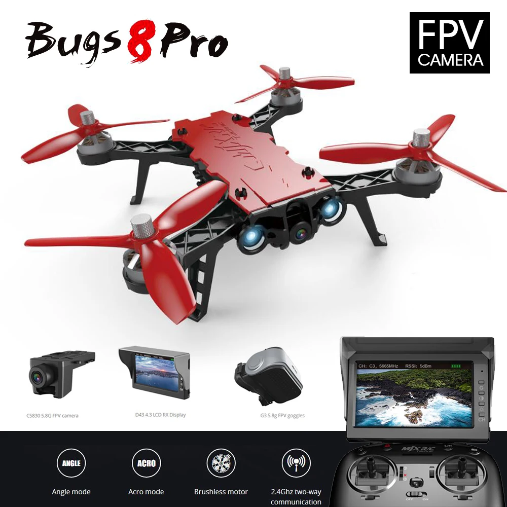 MJX B8 Pro Bugs 8 Pro RC Дрон Квадрокоптер бесщеточный с мотором 2204 1800KV 3D флипс пульт дистанционного управления Дрон игрушка самолет против Bugs3 6