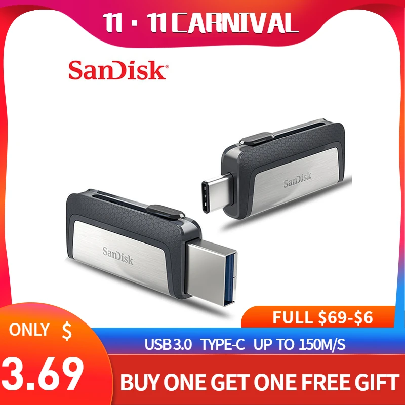 SanDisk usb флэш накопитель 32 Гб 64 128 ГБ type c otg pendrive cle 3 1 карта памяти moomin диск с